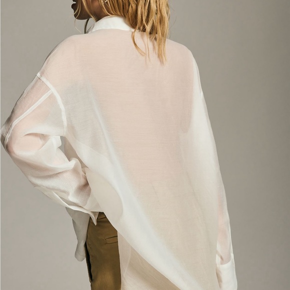 NWOT Anthropologie Grey Lab Sheer Tie-Waist Blouse - Picture 6 of 12